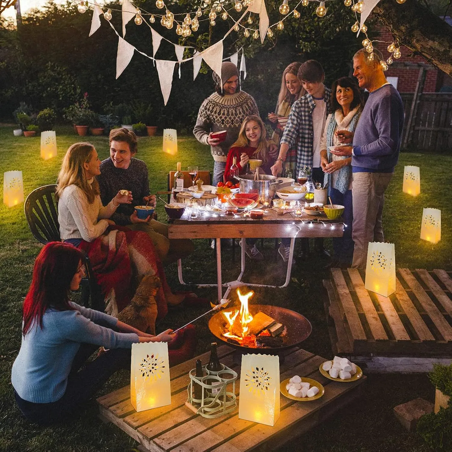 AceList 30PCS Luminary Bags with 30 PCS h Flameless Candles Tea Lights for Wedding, Birthday, Party, Christmas Decorations(Sunflower)
