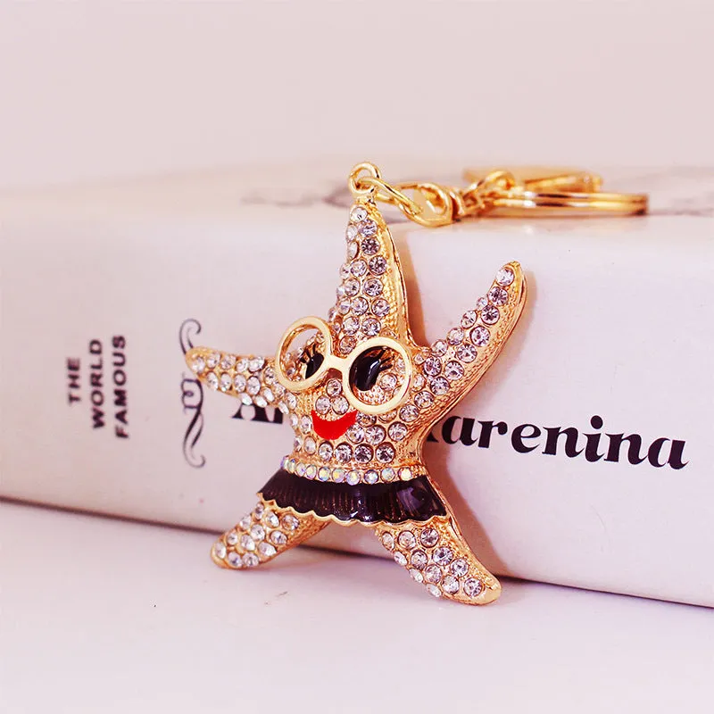 Adorable Fun Goggles Starfish Keychain