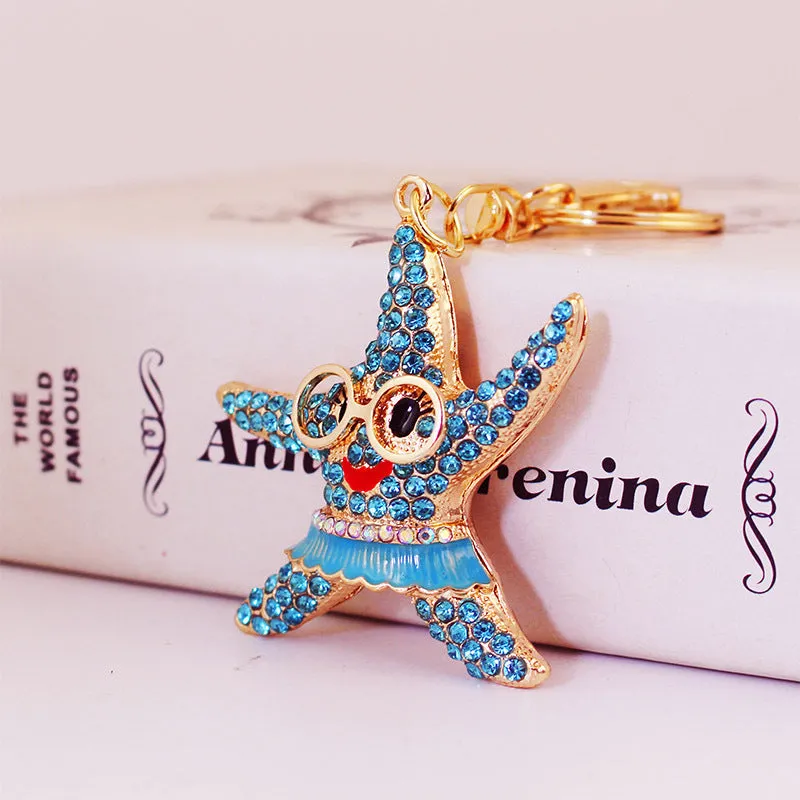 Adorable Fun Goggles Starfish Keychain