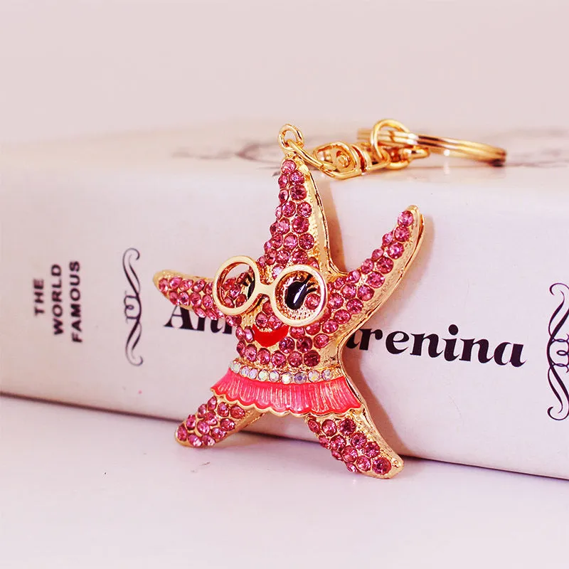 Adorable Fun Goggles Starfish Keychain