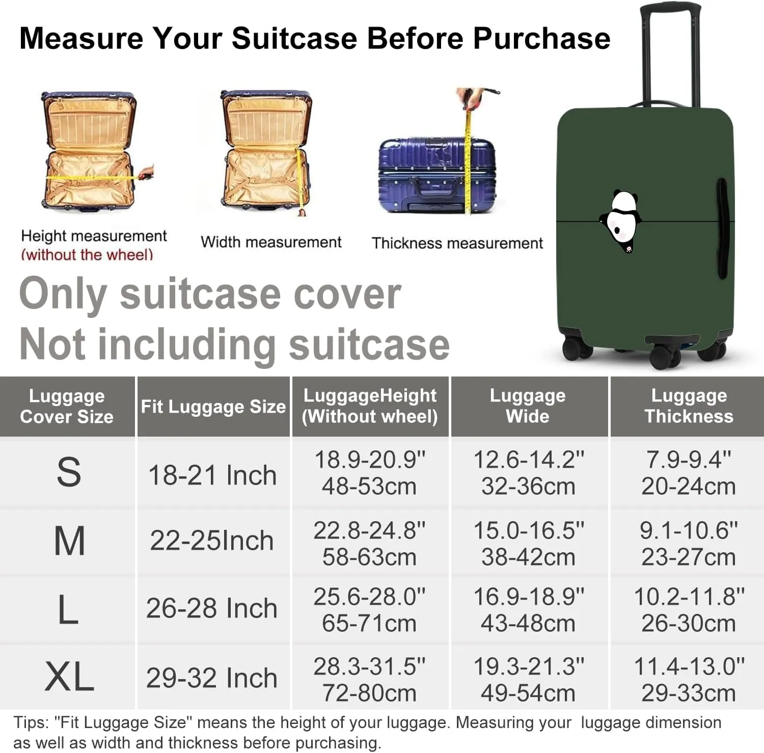 Adorable Panda Bear Luggage Cover Set, Asian Animal Print Elastic Suitcase Protector, Travel Gear for China Trips, Gifts for Panda Lovers