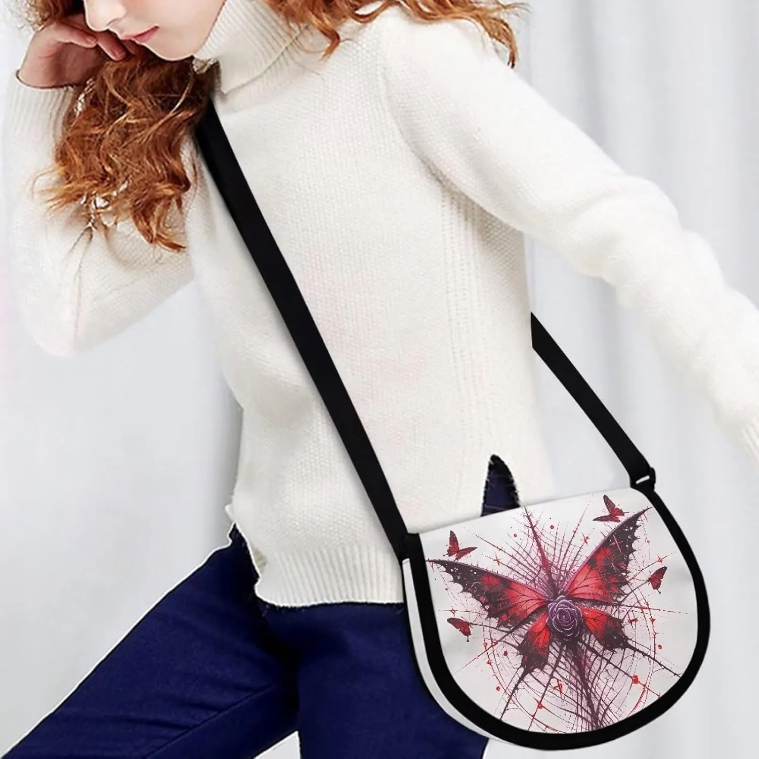 Adorable Pug Dog Women Cross Body Bag, Minimalist Art Flower Casual Shoulder Bag, UK Flag Satchel Messenger Bags
