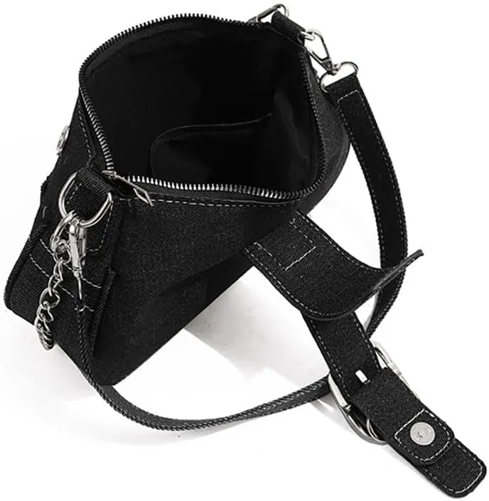 AIPJOY Women's Y2K Punk Shoulder Bags Y2K aesthetic Purse Grunge Handbag with Double Straps