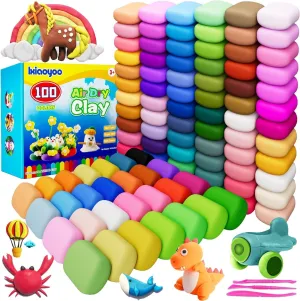 Air Dry Clay, 100 Colors Modelling Clay for Kids, DIY Molding Magic Clay for with Tools, Soft & Non-Sticky, Toys Gifts for Age 3 4 5 6 7 8  Years Old Boys Girls Kids