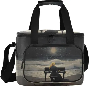 ALAZA Large Lunch Bag Insulated Cooler Bag Soft Lunch Box Pianist Painting Waterproof Leakproof Beach Travel Picnic Portable