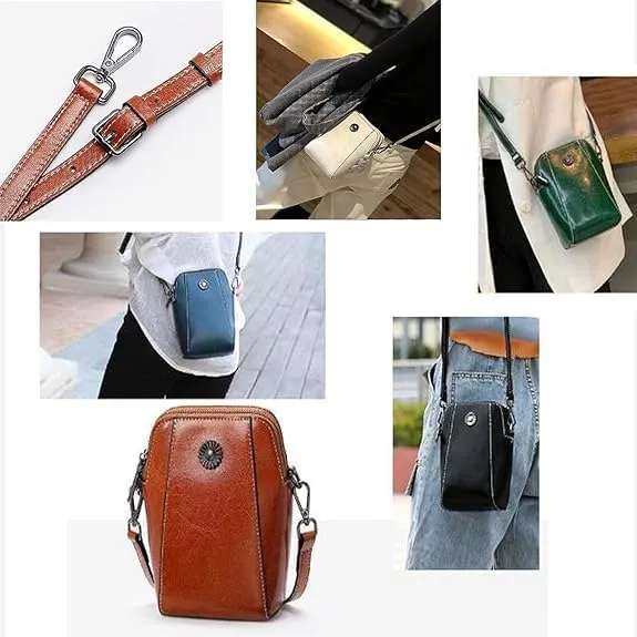 All-match Vertical Cellphone Bag, Crossbody Leather Shoulder Bags and Clutches, Cell Phone Crossbody Bags Purse for Women