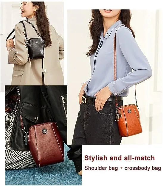 All-match Vertical Cellphone Bag, Crossbody Leather Shoulder Bags and Clutches, Cell Phone Crossbody Bags Purse for Women