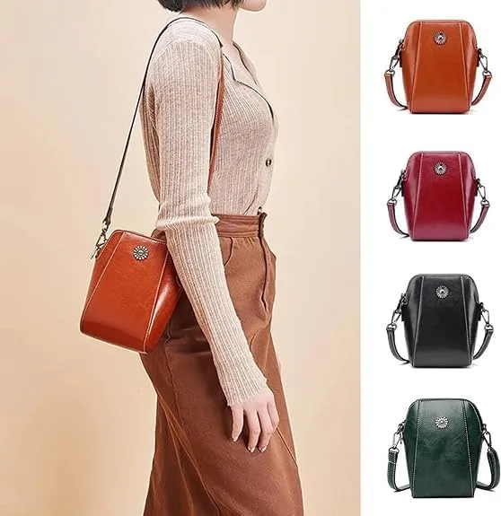 All-match Vertical Cellphone Bag, Crossbody Leather Shoulder Bags and Clutches, Cell Phone Crossbody Bags Purse for Women