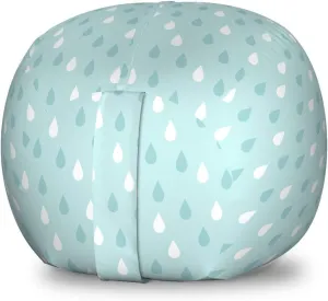 Ambesonne Pale Blue Storage Toy Bag Chair, Separate Droplets Motif Colorful Design Precipitation Drizzle Sky Image Print, Stuffed Animal Organizer Washable Bag, Small Size, White and Blue