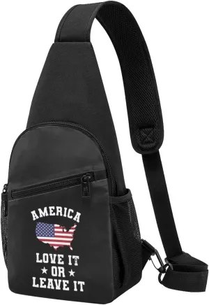 America Love It Or Leave It Chest Pack Leisure Shoulder Crossbody Chest Bag