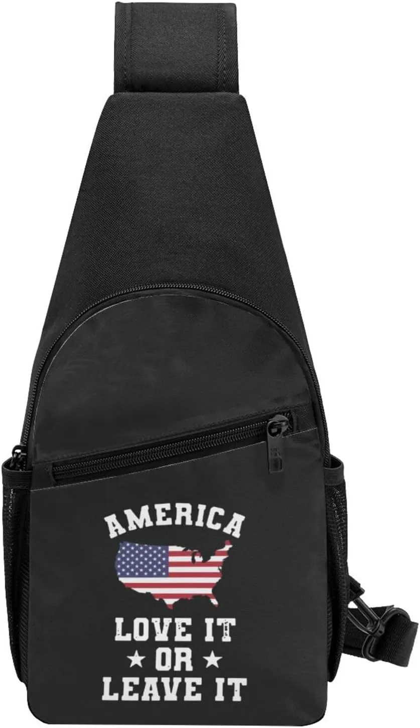 America Love It Or Leave It Chest Pack Leisure Shoulder Crossbody Chest Bag