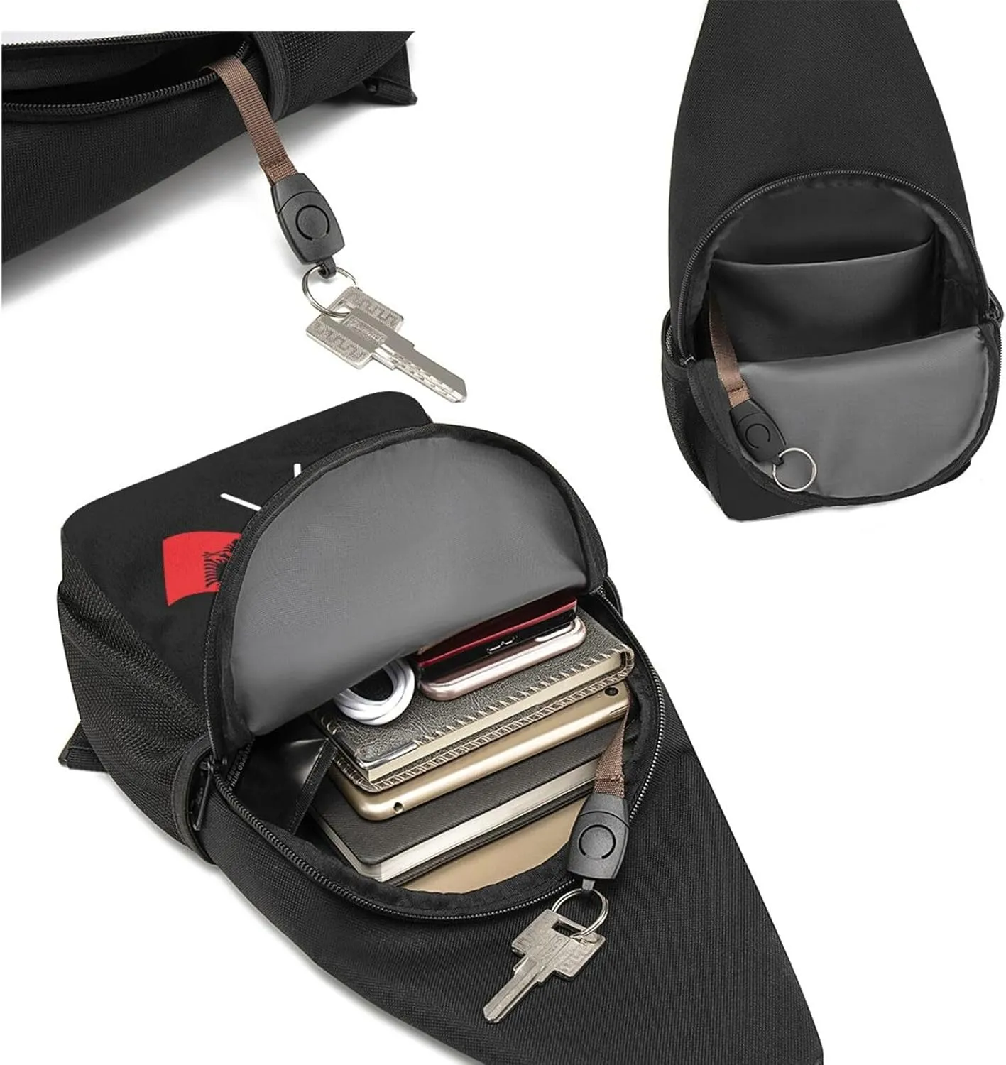 American And Albania Flag Chest Pack Leisure Shoulder Crossbody Chest Bag
