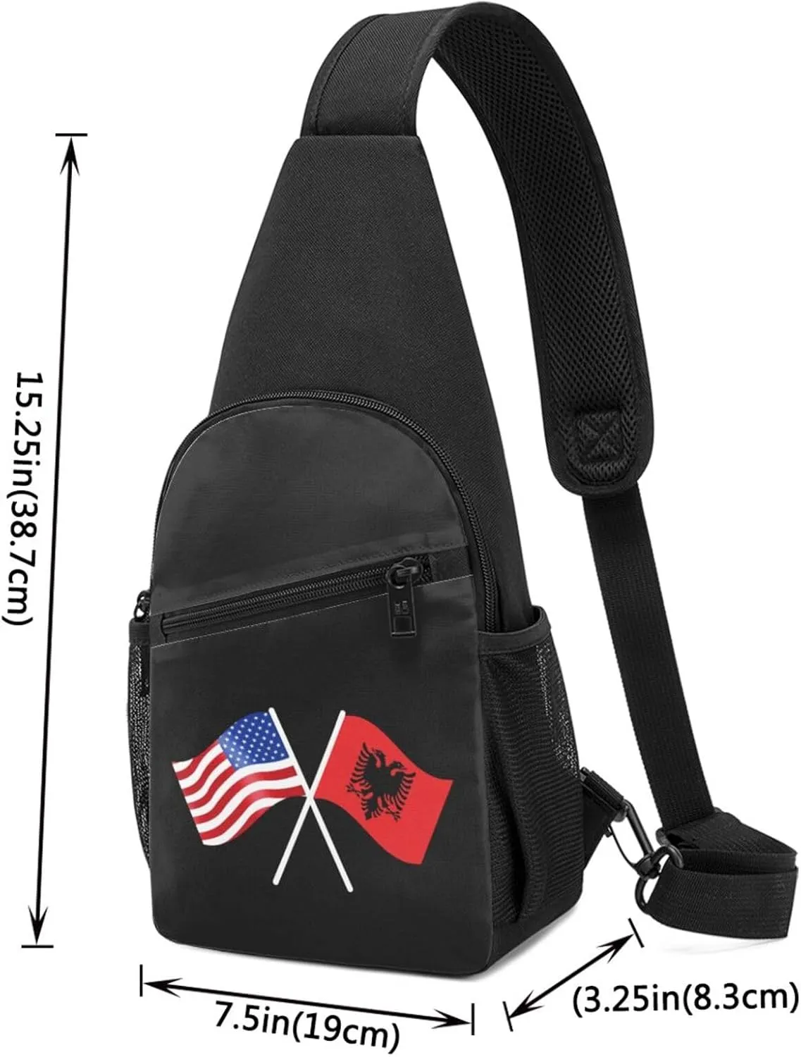 American And Albania Flag Chest Pack Leisure Shoulder Crossbody Chest Bag