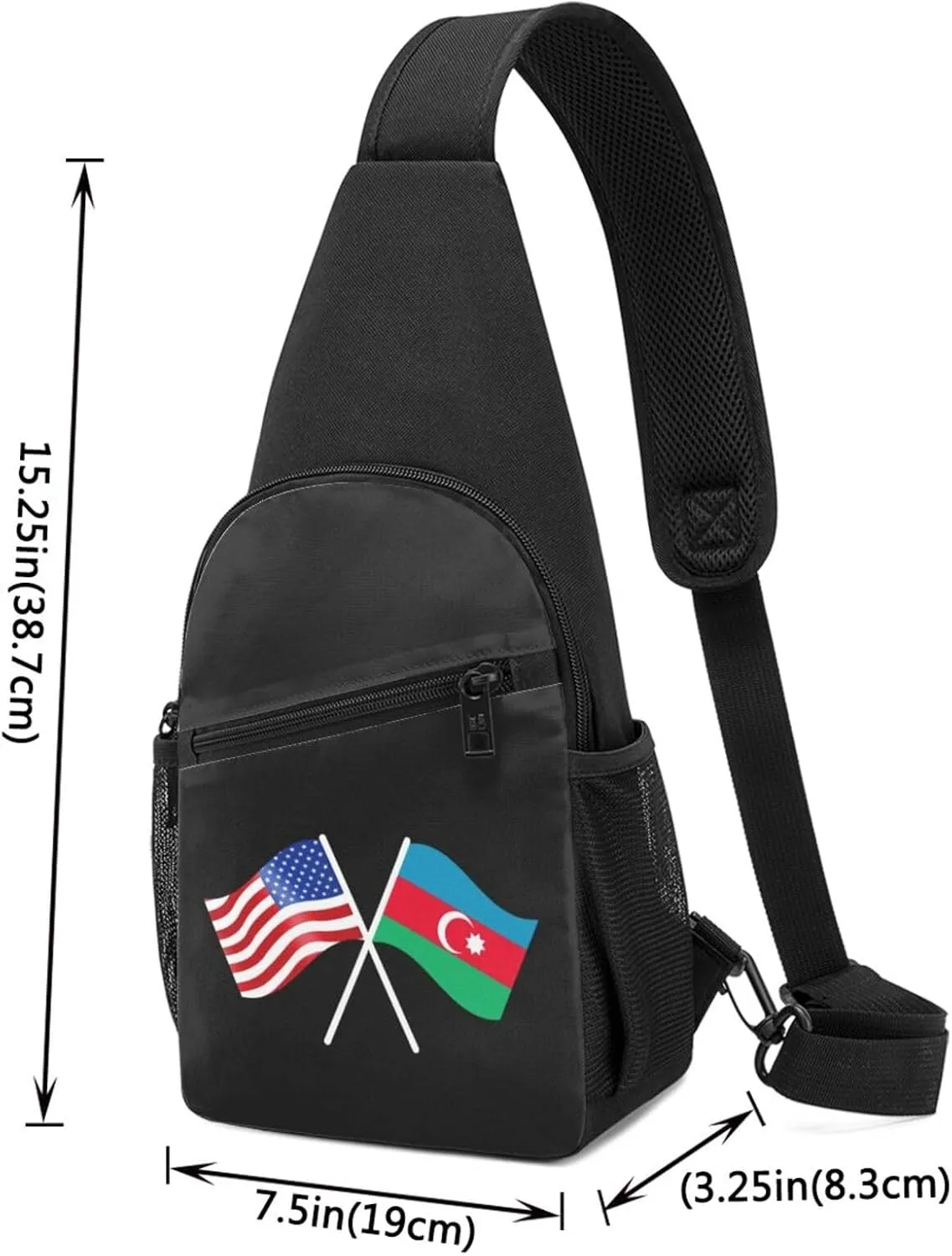 American And Azerbaijan Flag Chest Pack Leisure Shoulder Crossbody Chest Bag