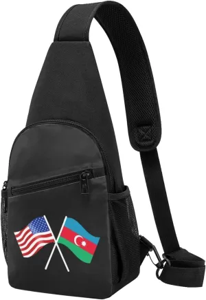 American And Azerbaijan Flag Chest Pack Leisure Shoulder Crossbody Chest Bag