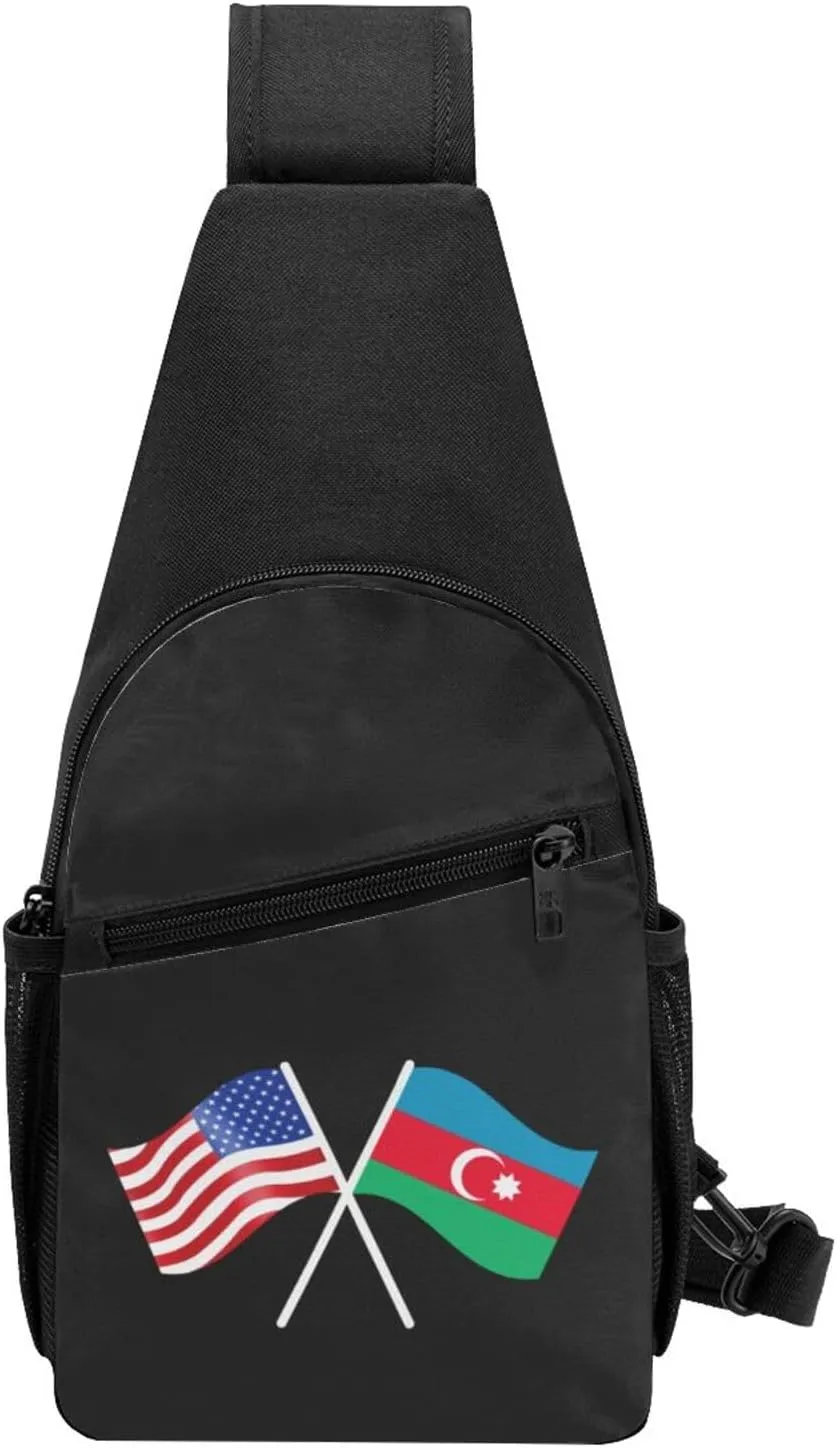 American And Azerbaijan Flag Chest Pack Leisure Shoulder Crossbody Chest Bag