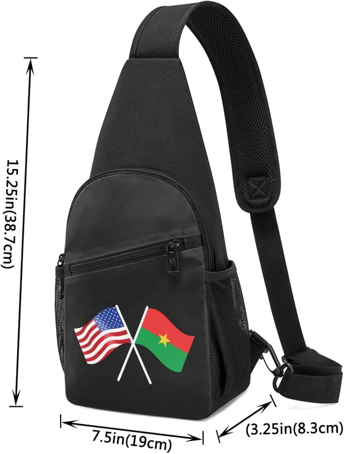 American And Burkina Faso Flag Chest Pack Leisure Shoulder Crossbody Chest Bag