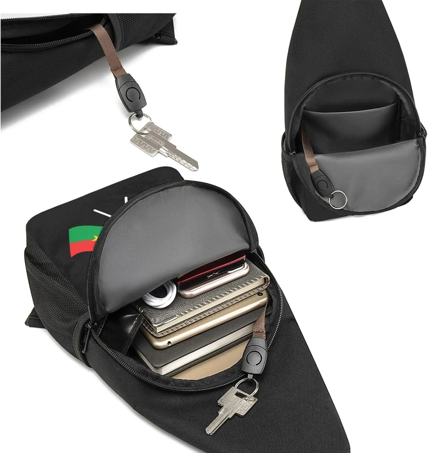 American And Burkina Faso Flag Chest Pack Leisure Shoulder Crossbody Chest Bag