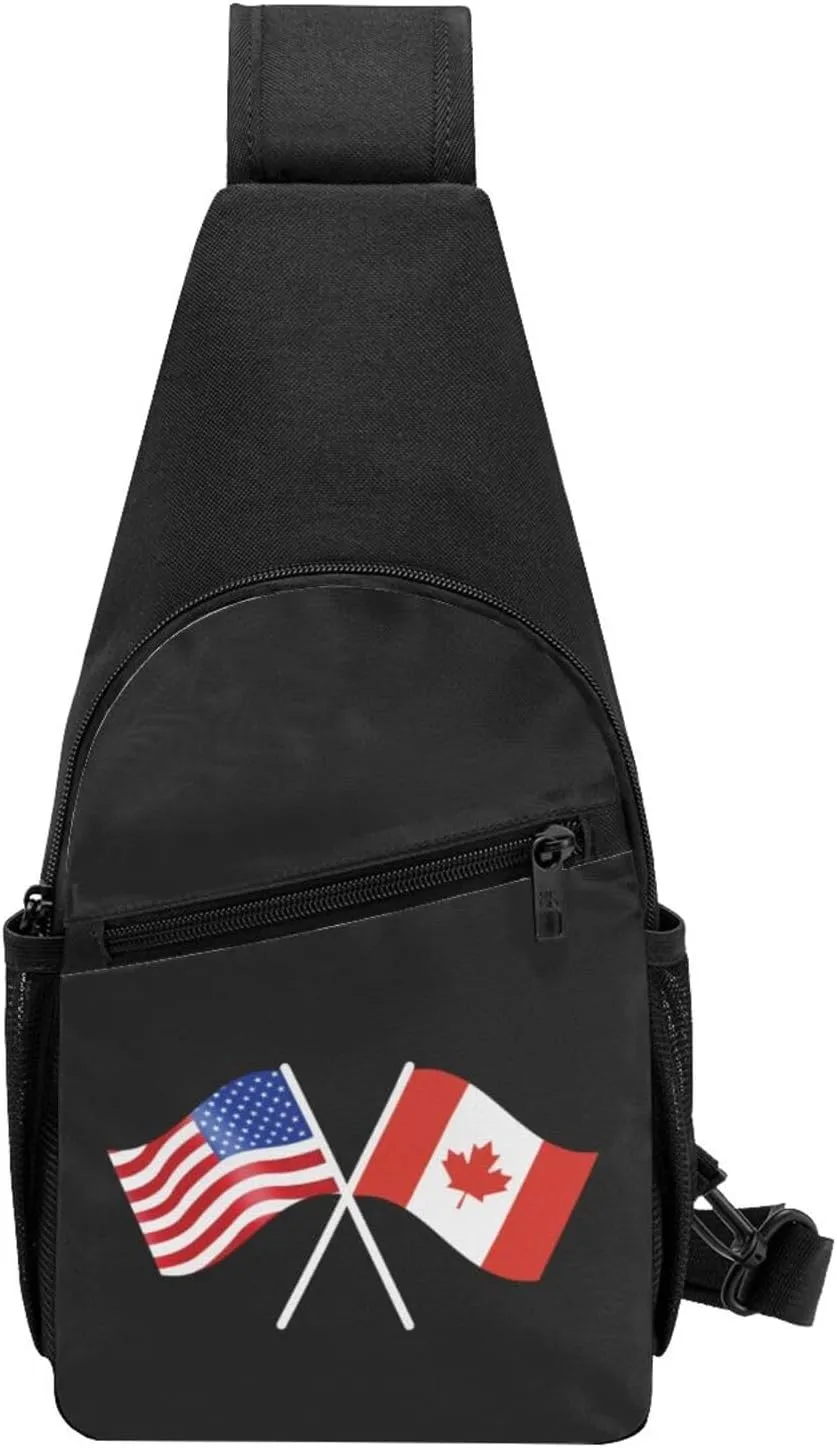 American And Canada Flag Chest Pack Leisure Shoulder Crossbody Chest Bag
