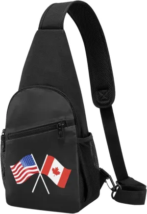 American And Canada Flag Chest Pack Leisure Shoulder Crossbody Chest Bag