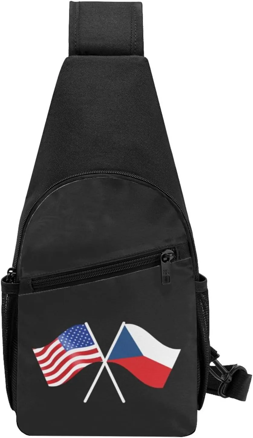American And Czechia Flag Chest Pack Leisure Shoulder Crossbody Chest Bag