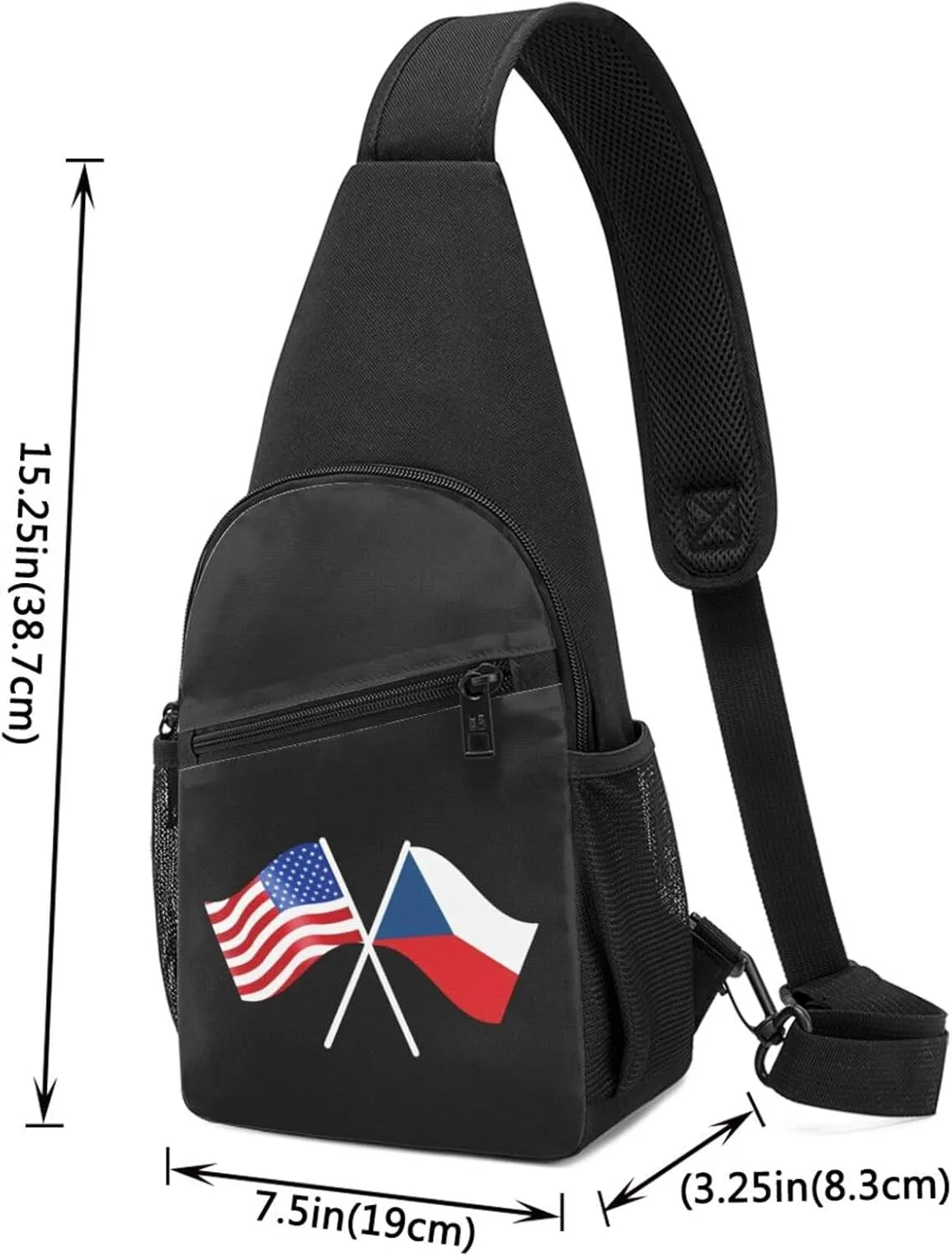 American And Czechia Flag Chest Pack Leisure Shoulder Crossbody Chest Bag