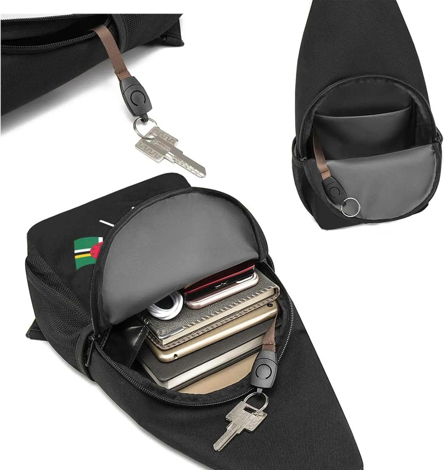 American And Dominica Flag Chest Pack Leisure Shoulder Crossbody Chest Bag