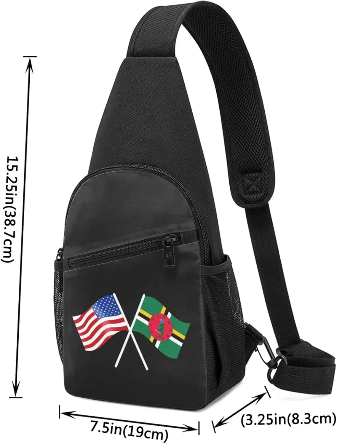 American And Dominica Flag Chest Pack Leisure Shoulder Crossbody Chest Bag