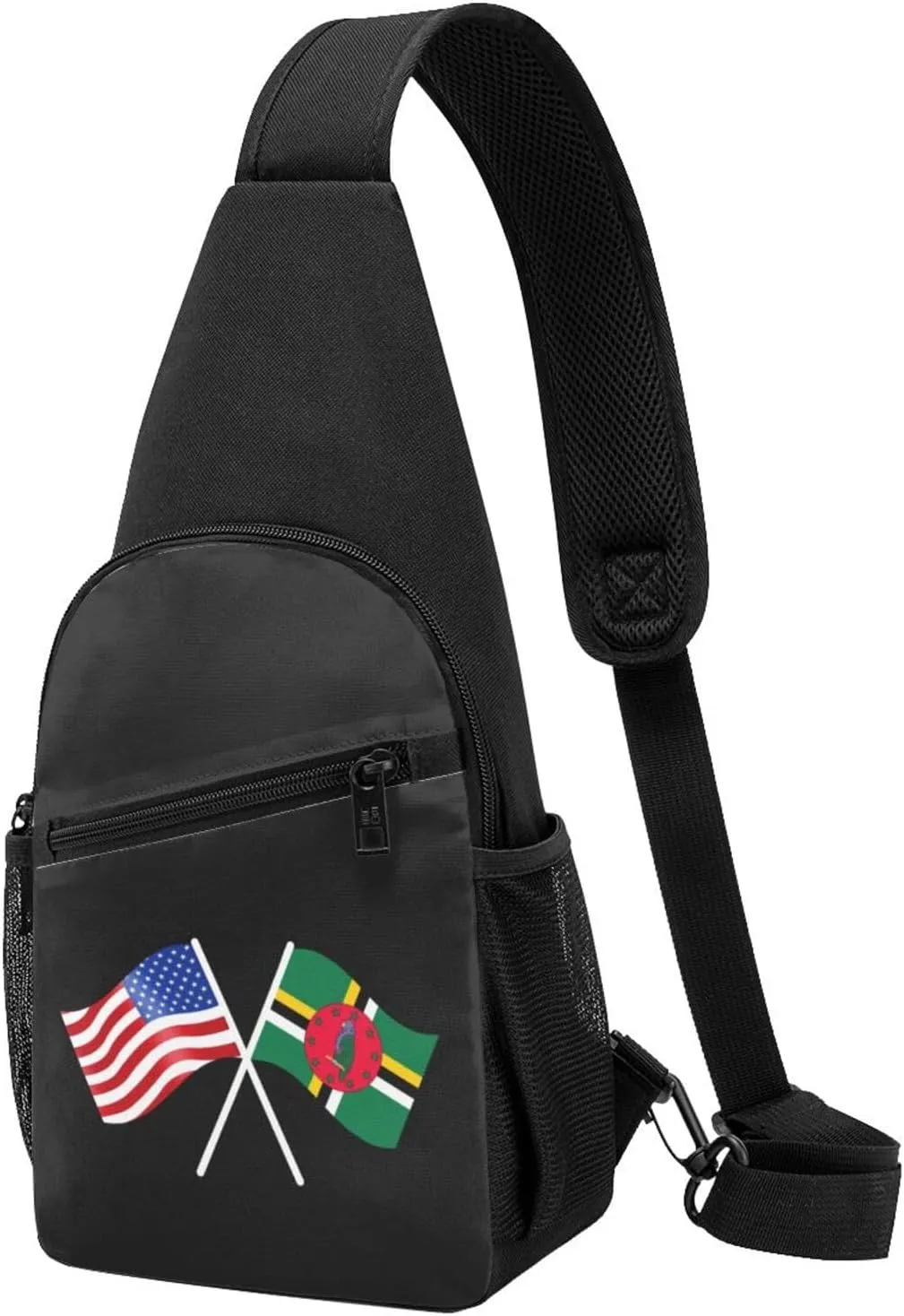 American And Dominica Flag Chest Pack Leisure Shoulder Crossbody Chest Bag
