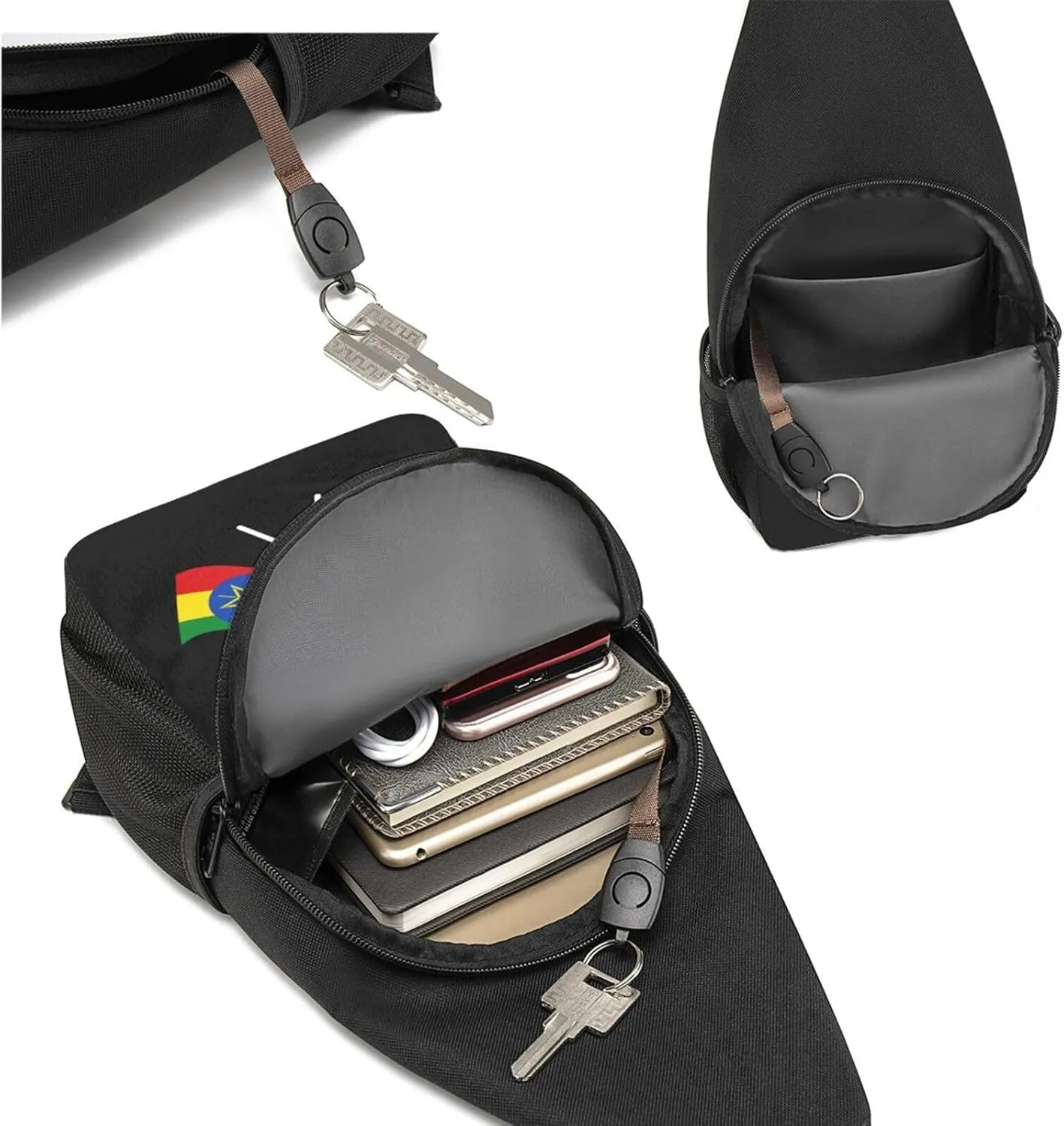 American And Ethiopia Flag Chest Pack Leisure Shoulder Crossbody Chest Bag