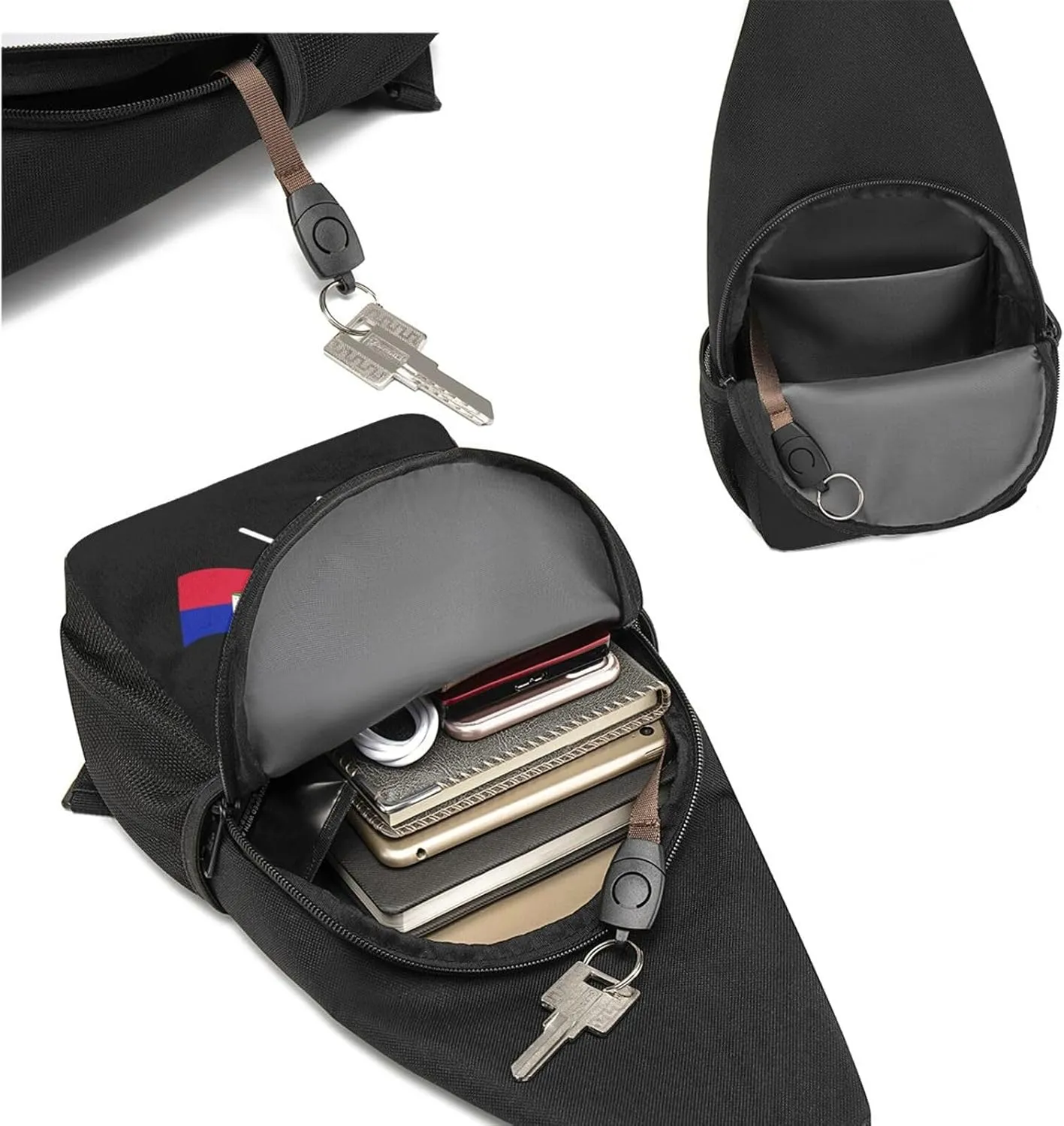 American And Haiti Flag Chest Pack Leisure Shoulder Crossbody Chest Bag