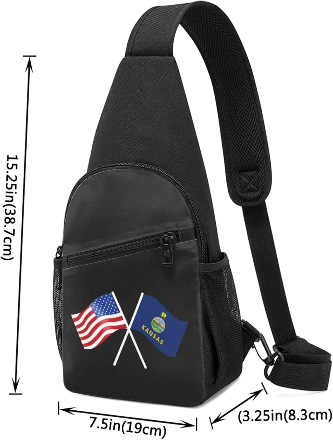 American And Kansas Flag Chest Pack Leisure Shoulder Crossbody Chest Bag