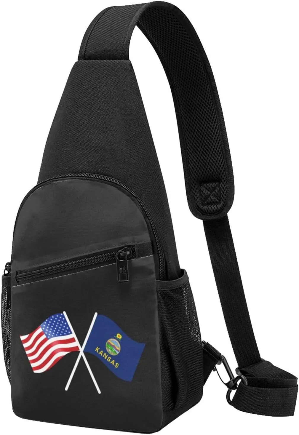 American And Kansas Flag Chest Pack Leisure Shoulder Crossbody Chest Bag