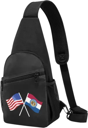 American And Missouri Flag Chest Pack Leisure Shoulder Crossbody Chest Bag