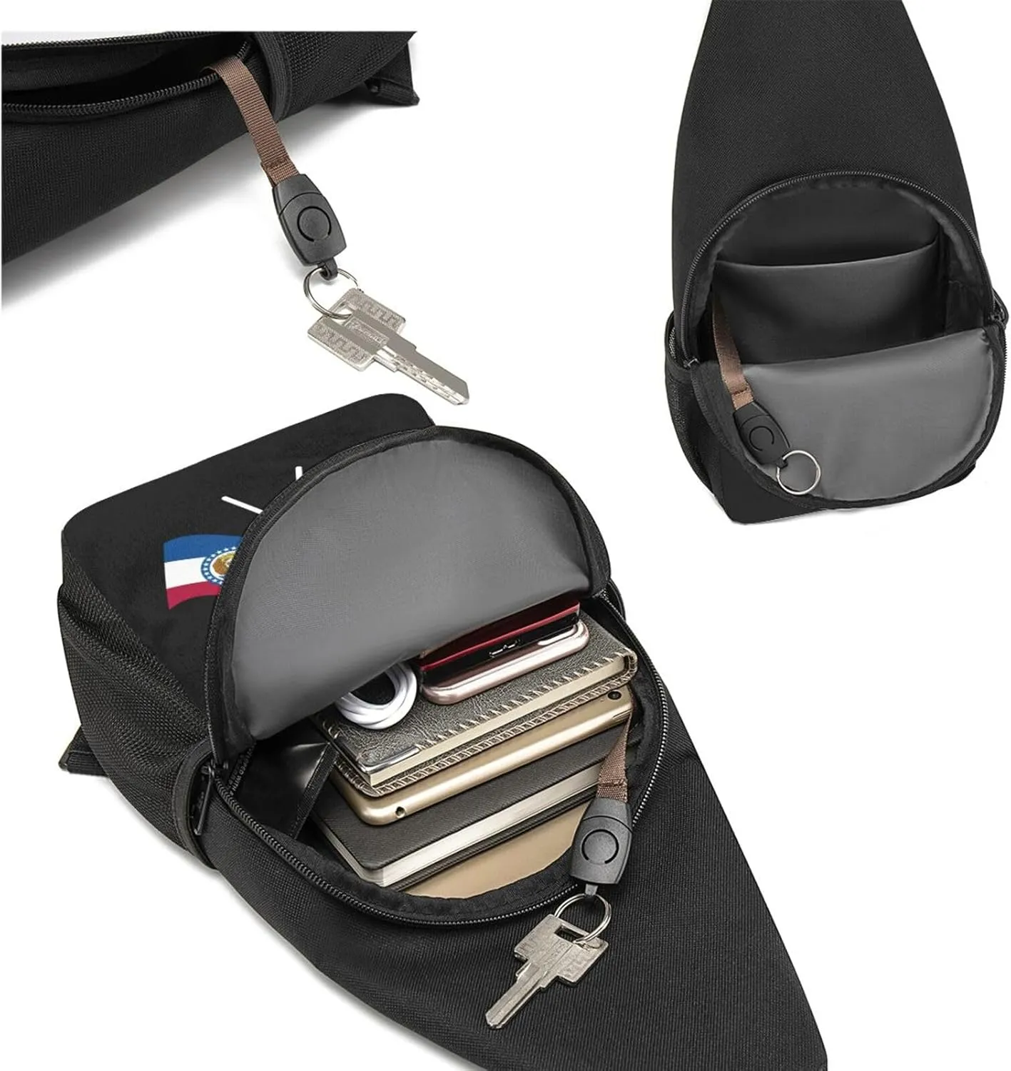 American And Missouri Flag Chest Pack Leisure Shoulder Crossbody Chest Bag
