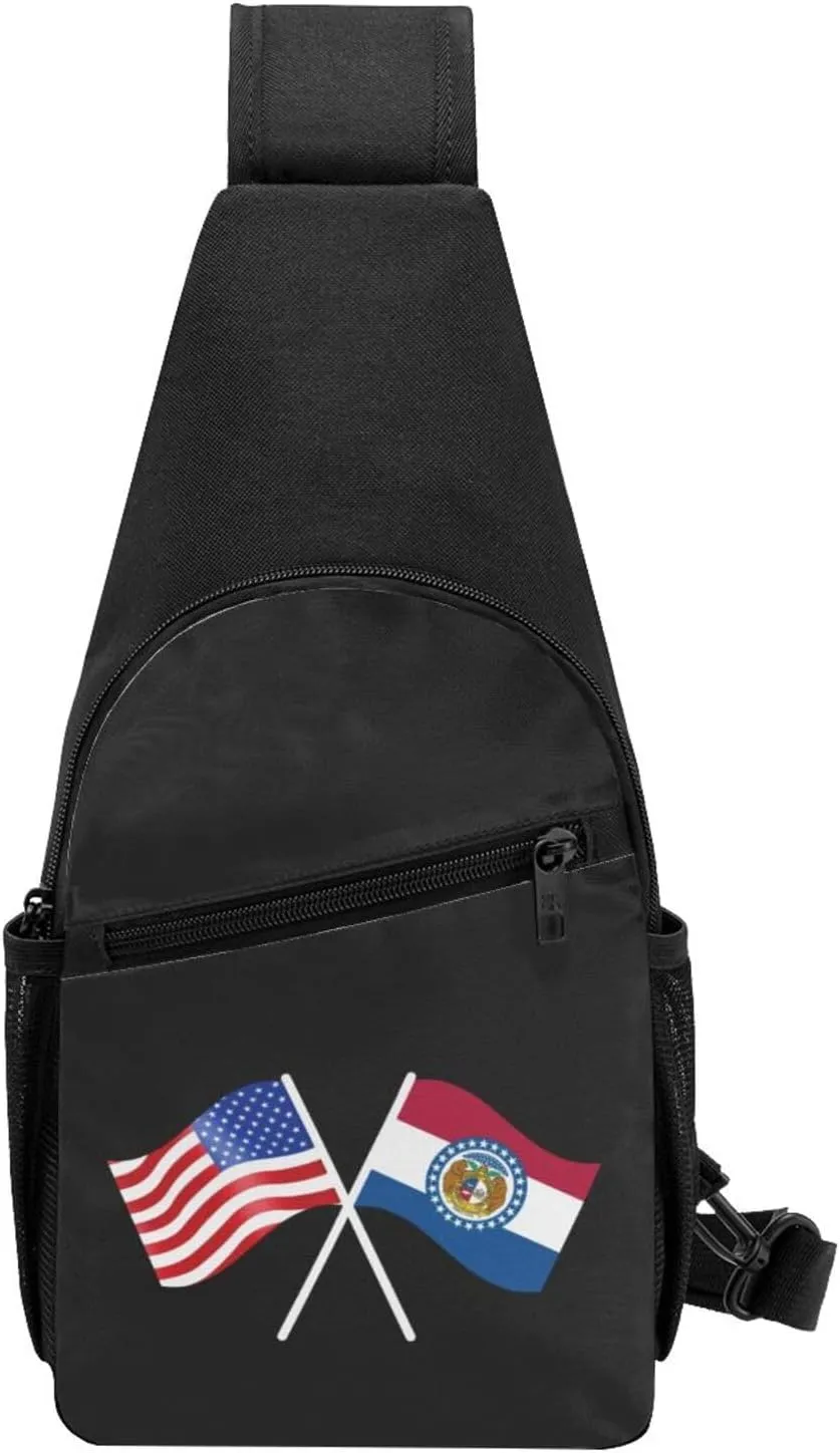 American And Missouri Flag Chest Pack Leisure Shoulder Crossbody Chest Bag