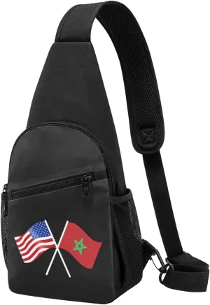 American And Morocco Flag Chest Pack Leisure Shoulder Crossbody Chest Bag