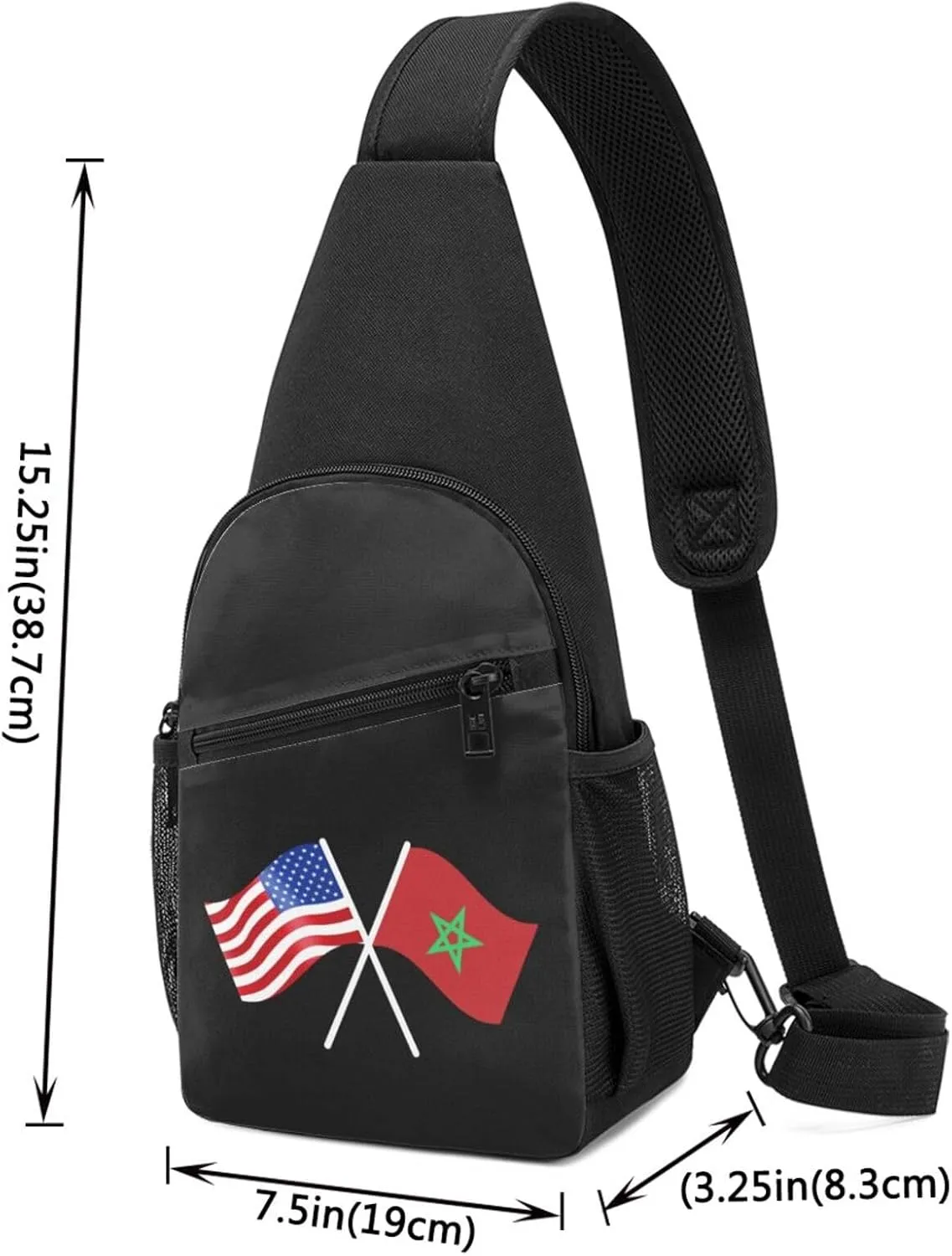 American And Morocco Flag Chest Pack Leisure Shoulder Crossbody Chest Bag