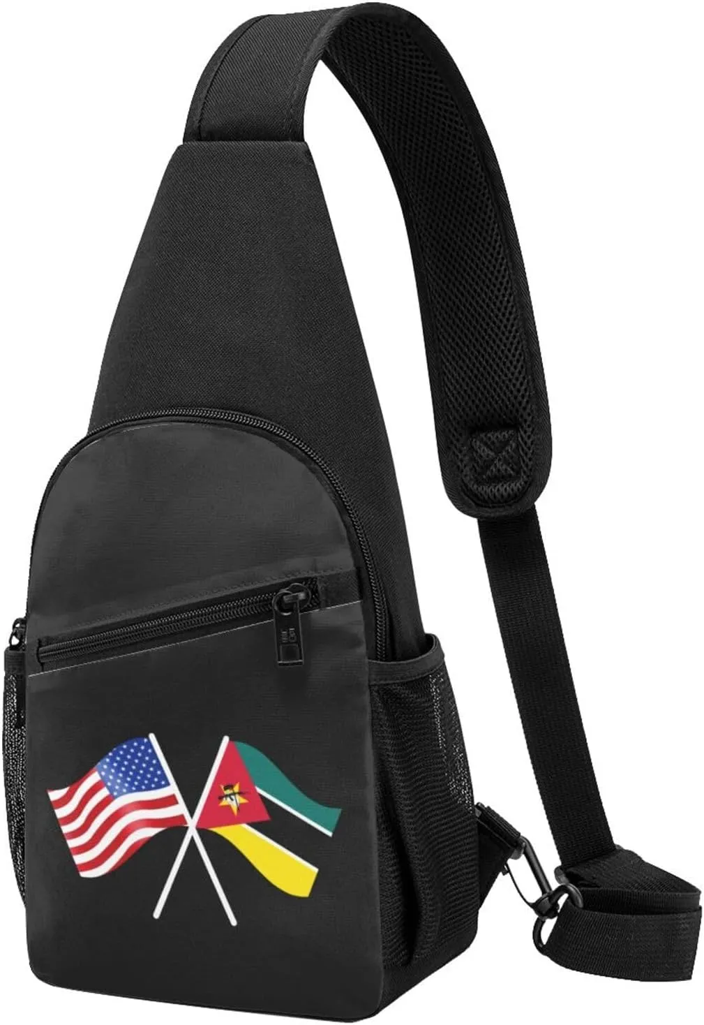 American And Mozambique Flag Chest Pack Leisure Shoulder Crossbody Chest Bag