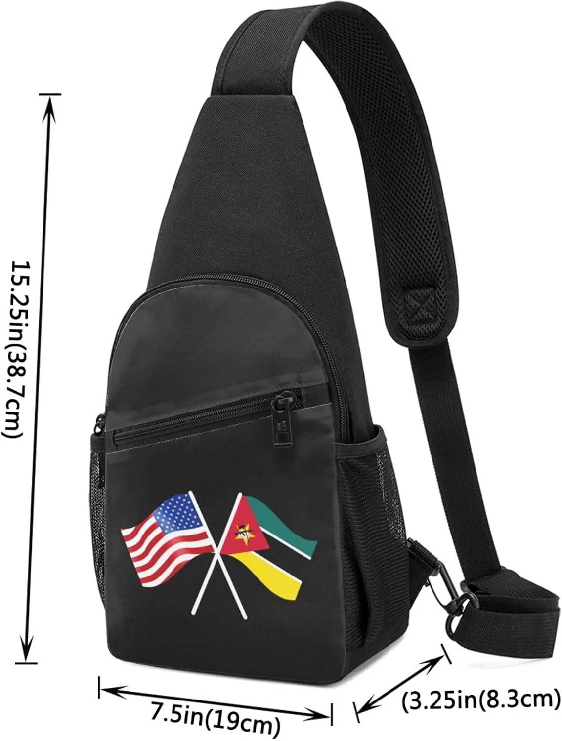 American And Mozambique Flag Chest Pack Leisure Shoulder Crossbody Chest Bag
