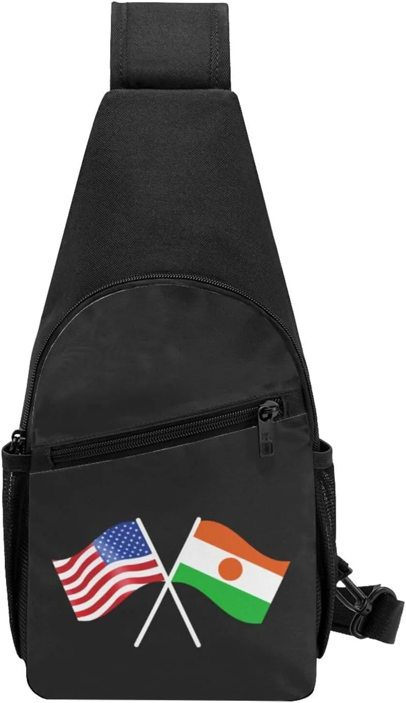 American And Niger Flag Chest Pack Leisure Shoulder Crossbody Chest Bag