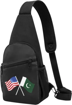 American And Pakistan Flag Chest Pack Leisure Shoulder Crossbody Chest Bag