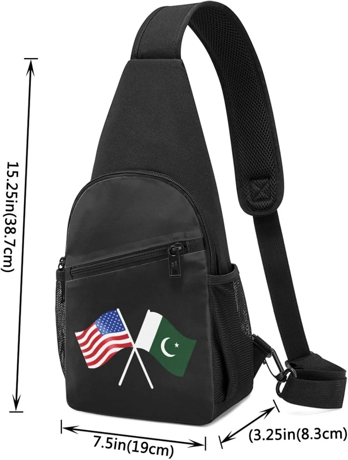 American And Pakistan Flag Chest Pack Leisure Shoulder Crossbody Chest Bag