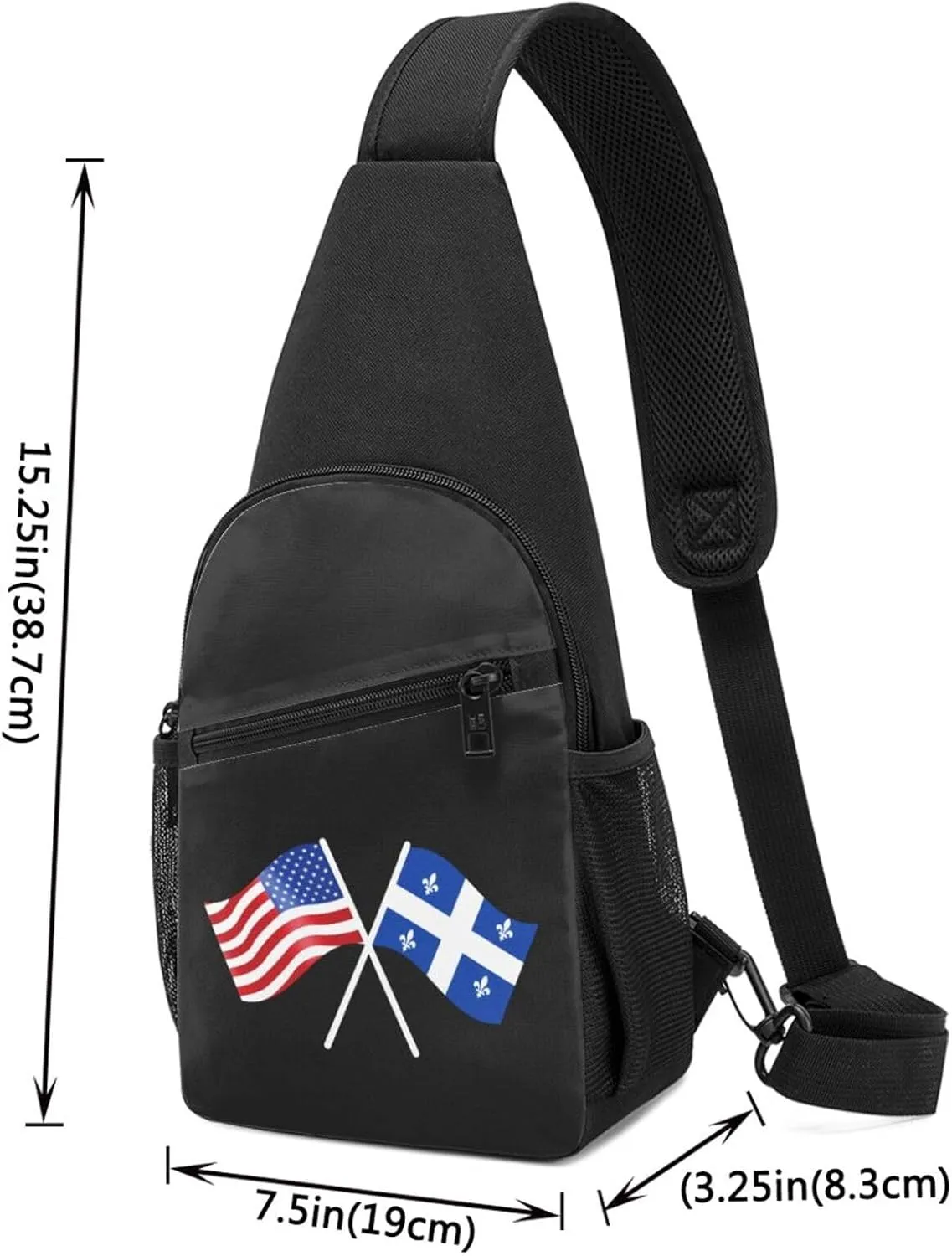 American And Quebec Flag Chest Pack Leisure Shoulder Crossbody Chest Bag