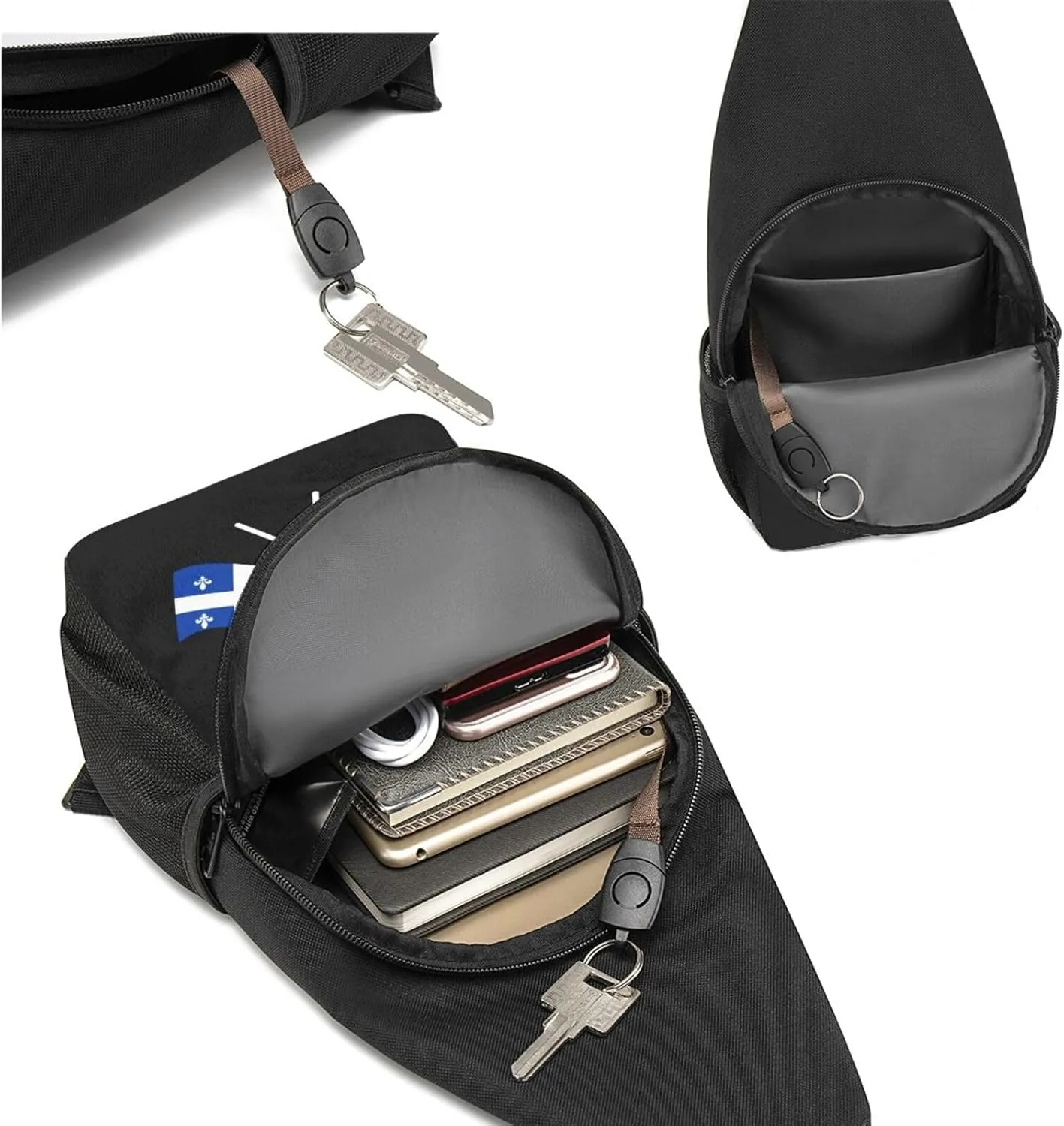 American And Quebec Flag Chest Pack Leisure Shoulder Crossbody Chest Bag