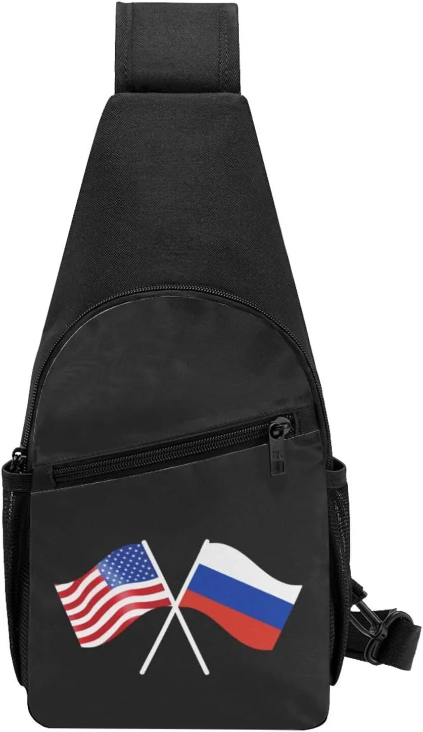 American And Russia Flag Chest Pack Leisure Shoulder Crossbody Chest Bag