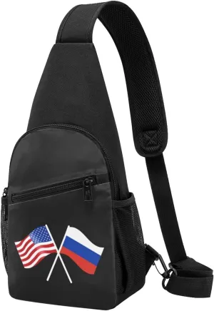 American And Russia Flag Chest Pack Leisure Shoulder Crossbody Chest Bag