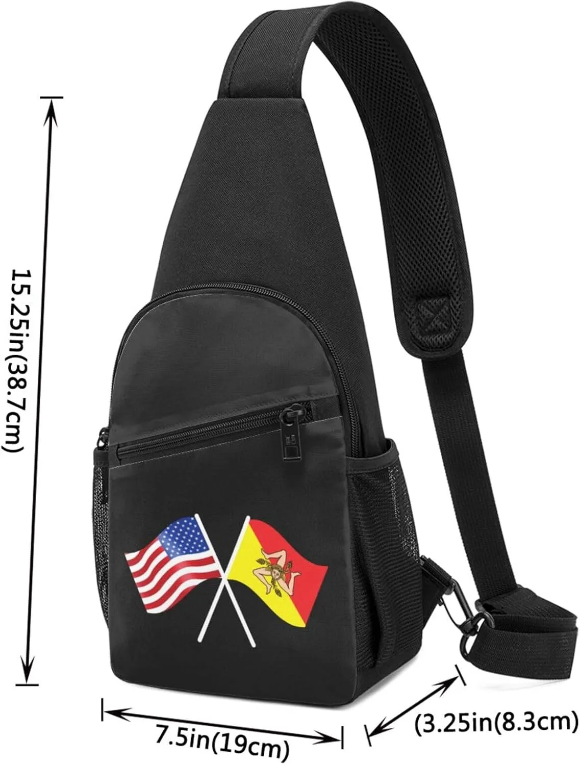 American And Sicilian Flag Chest Pack Leisure Shoulder Crossbody Chest Bag