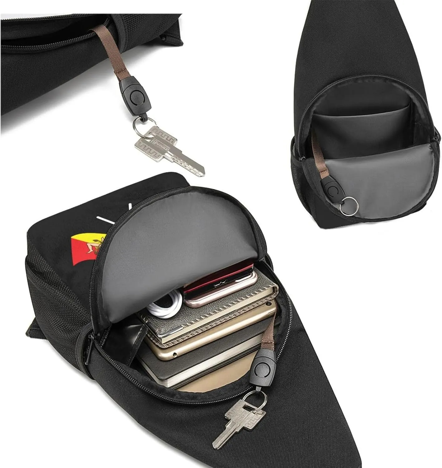 American And Sicilian Flag Chest Pack Leisure Shoulder Crossbody Chest Bag