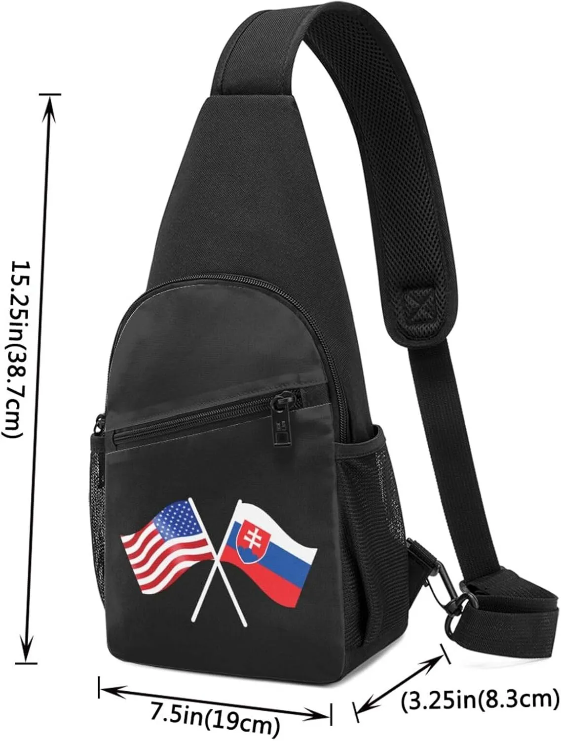 American And Slovakia Flag Chest Pack Leisure Shoulder Crossbody Chest Bag